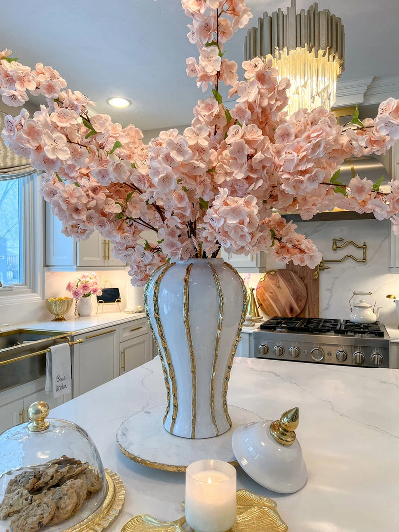 Inspire Me! Home Decor White Ginger Jar With Gold Details (3 Sizes)