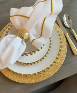 Inspire Me! Home Decor White And Gold Beaded Dinner Set