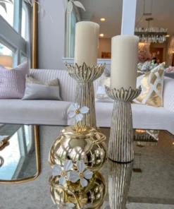 Inspire Me! Home Decor Round Dish With Cover And White Jeweled Flower Details (2 Colors)