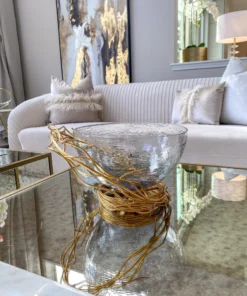 Inspire Me! Home Decor Glass Bowl With Gold Metal Swirl