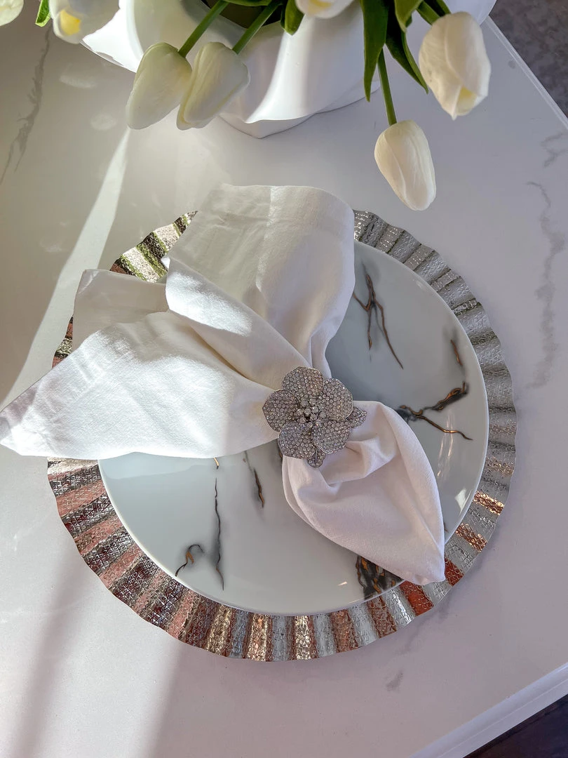 Inspire Me! Home Decor Silver Ripple Charger Plate