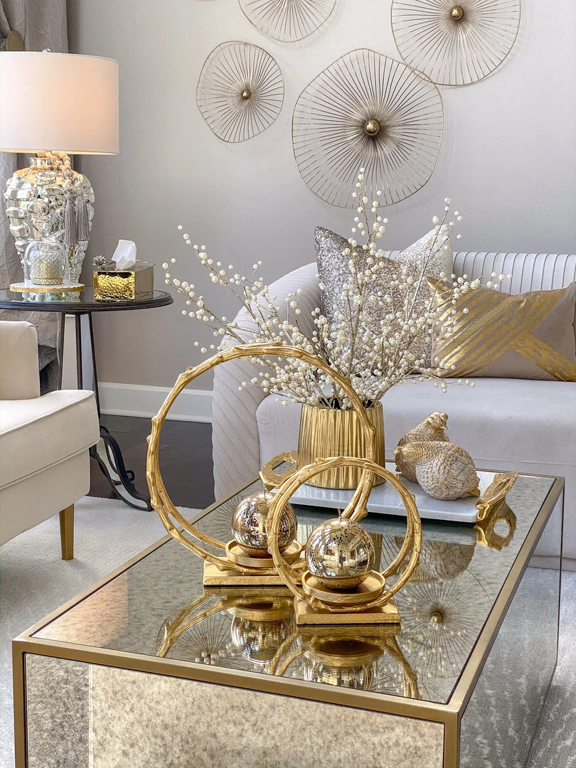 Inspire Me! Home Decor Circular Gold Metal Candle Holder (2 Sizes)