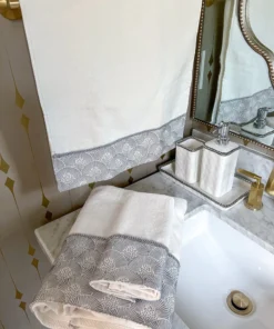 Inspire Me! Home Decor White & Silver Beaded Vanity Collection (3 Items) Each Sold Indiviually