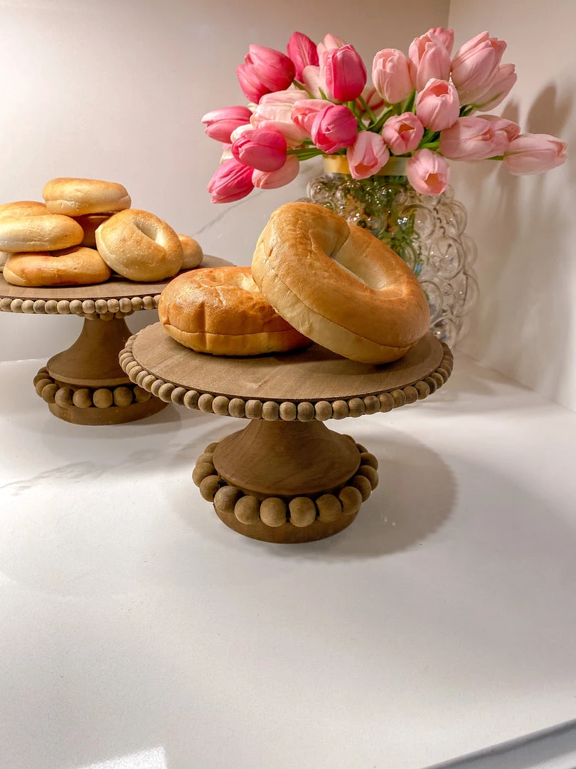 Inspire Me! Home Decor Round Beaded Wood Cake Stand (2 Sizes)