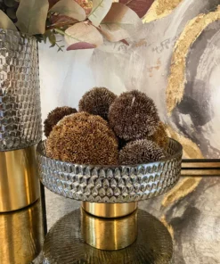 Inspire Me! Home Decor Grey & Gold Studded Vase With Gold Base (3 Sizes)