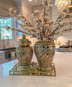 Inspire Me! Home Decor Ginger Jars Gold Beaded Ginger Jar (2 Sizes)