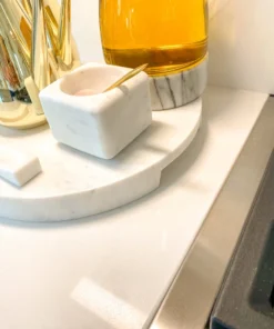 Inspire Me! Home Decor Round Marble Tray With Handle Grooves