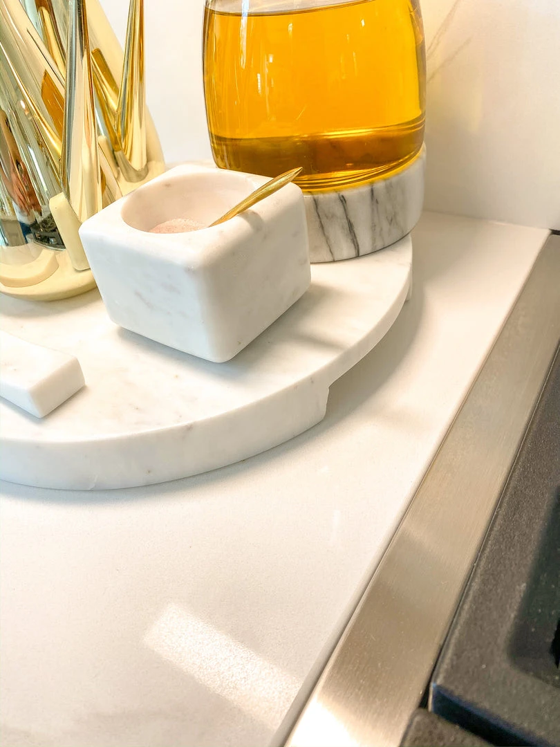 Inspire Me! Home Decor Round Marble Tray With Handle Grooves