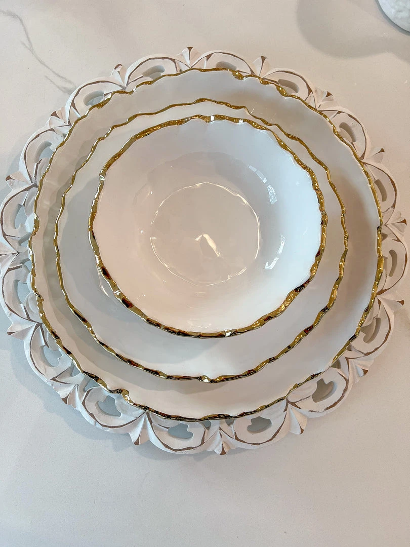 Inspire Me! Home Decor White And Gold Ombre Dinner Set
