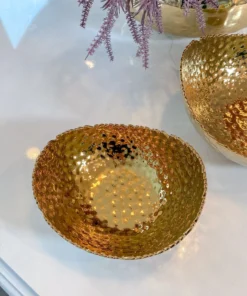 Inspire Me! Home Decor Gold Oval Hammered Porcelain Bowl