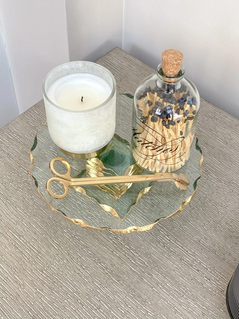 Inspire Me! Home Decor Stacked Glass Cake Stand With Textured Gold Rim (2 Sizes )