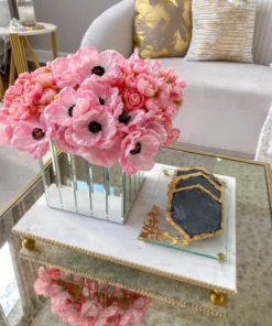 Inspire Me! Home Decor White Marble Tray W/ Gold Textured Edge (2 Size)