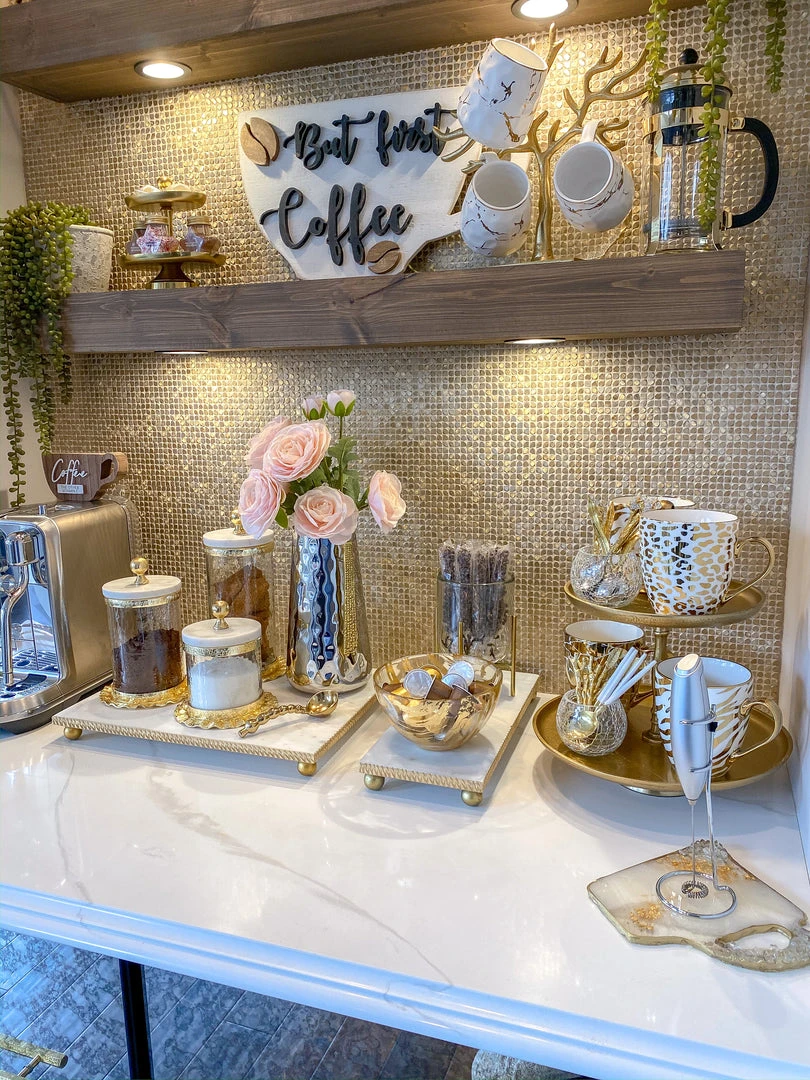 Inspire Me! Home Decor White Marble Tray W/ Gold Textured Edge (2 Size)