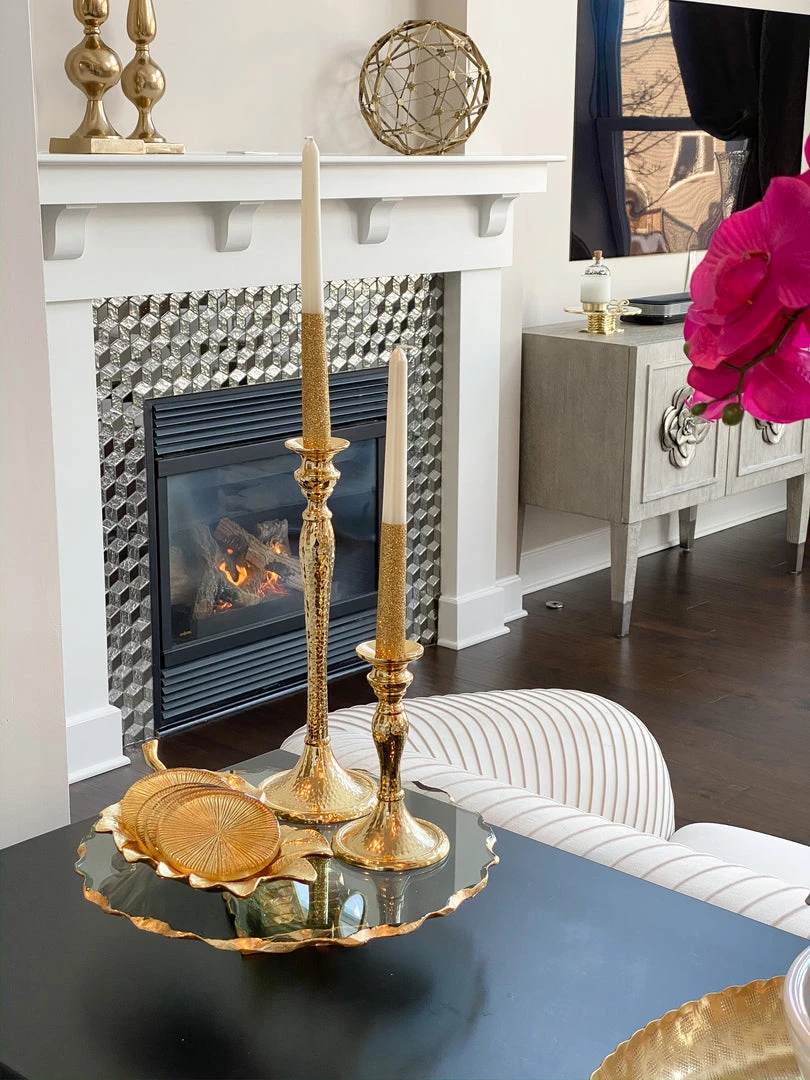 Inspire Me! Home Decor Stacked Glass Cake Stand With Textured Gold Rim (2 Sizes )