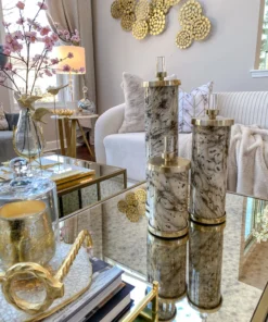 Inspire Me! Home Decor Marbled Pattern Decorative Jars (3 Sizes Available)