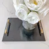 Inspire Me! Home Decor Black Marble Tray W/ Coil Handles And Knife