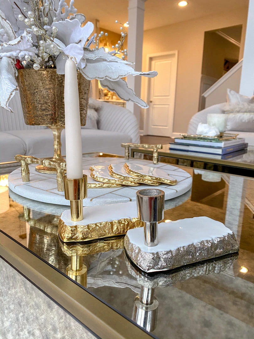 Inspire Me! Home Decor White Enameled Metal Candle Holder (2 Colors)