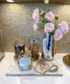 Inspire Me! Home Decor Gold Edged Marble Tray