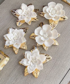 Inspire Me! Home Decor White And Gold Flower Decor
