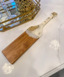 Inspire Me! Home Decor Gold Leaf And White Resin Wood Paddle Serving Board