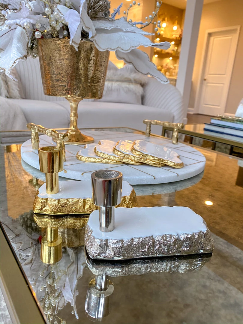 Inspire Me! Home Decor White Enameled Metal Candle Holder (2 Colors)