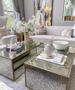 Inspire Me! Home Decor Marble Tray With Gold Agate Handles