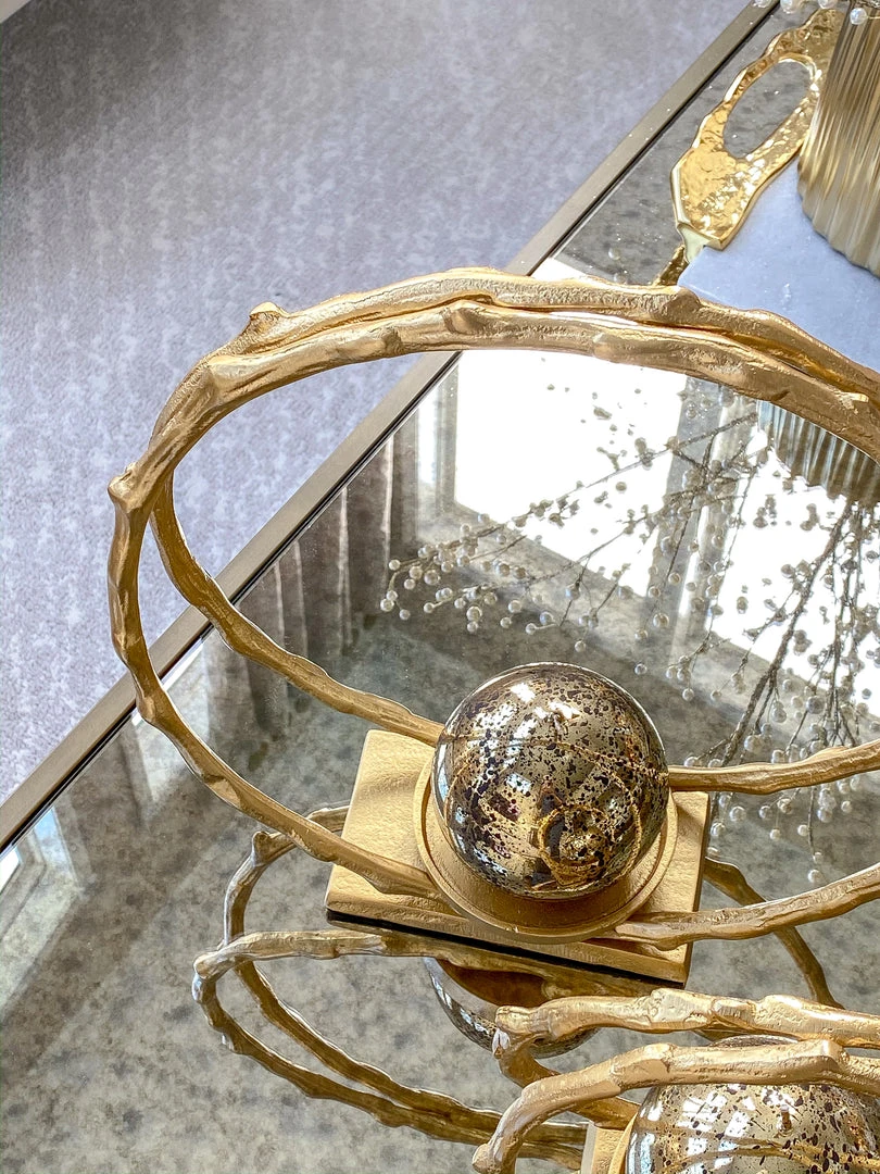 Inspire Me! Home Decor Circular Gold Metal Candle Holder (2 Sizes)