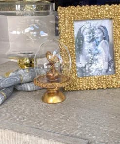 Inspire Me! Home Decor Golden Bird In Glass Cloche