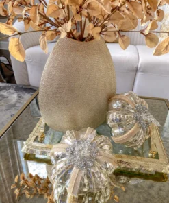 Inspire Me! Home Decor Ceramic Textured Metallic Vase ( Gold & Silver )