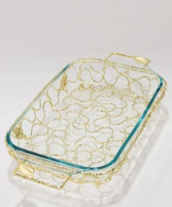 Inspire Me! Home Decor Rectangular Pyrex With Gold Branch Detailed Holder